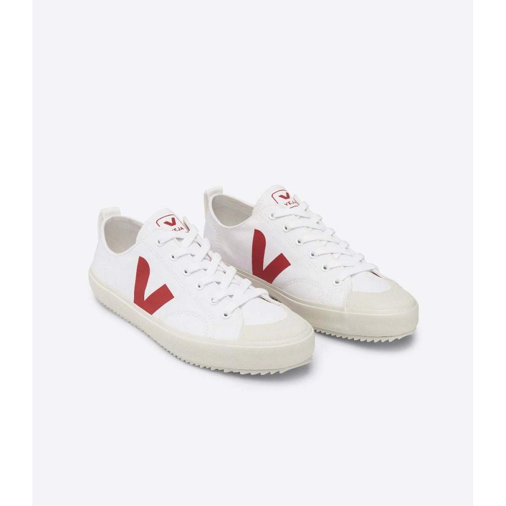 Men's Veja NOVA CANVAS PIERRE Shoes White/Red | SG 214UZG